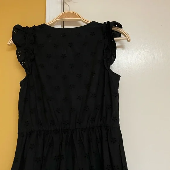J. Crew 00/XXS Black Eyelet Fully Lined Sleeveless Midi Dress - Picture 6 of 11